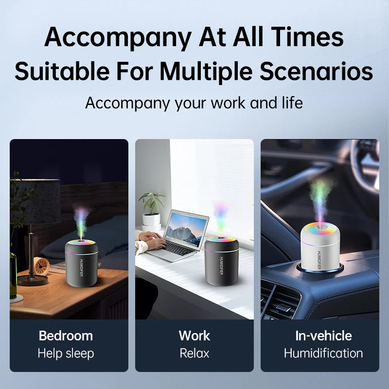 180ML Mini Air Humidifier USB Electric Aroma Diffuser Essential Oil Purifier Aromatherapy Mist Maker Lights For Car Home Bedroom TGP-OO6
