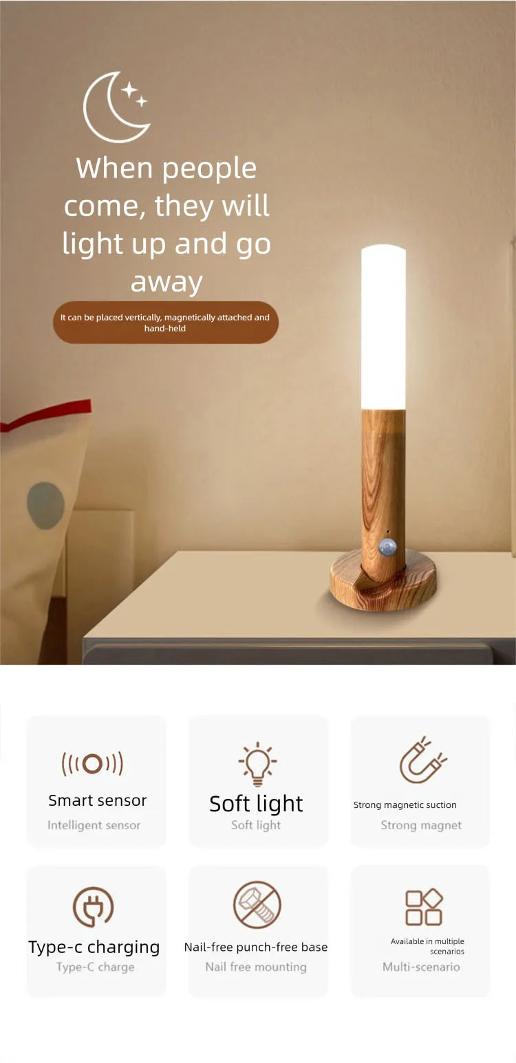 LED Night Light USB Charging Intelligent Human Induction For Bedside Cabinet Home Wardrobe Lighting Motion Sensor Light Led Lamp TGP-005