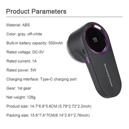 Rechargeable Electric Lint Remover LED Smart Display Portable Clothes Hair Ball Pellet Machine High Speed Motor Lint Trimmer