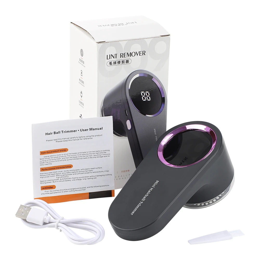 Rechargeable Electric Lint Remover LED Smart Display Portable Clothes Hair Ball Pellet Machine High Speed Motor Lint Trimmer