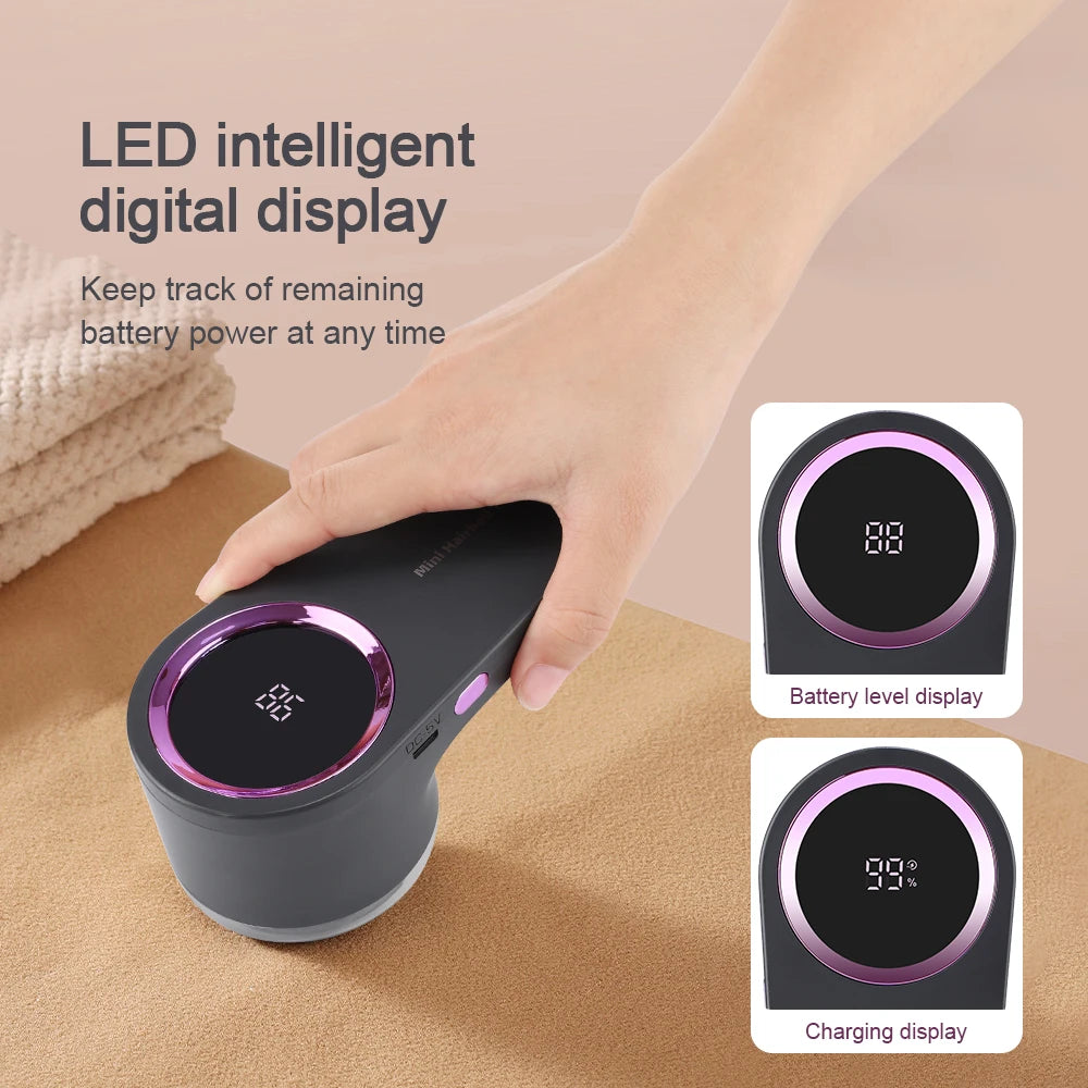Rechargeable Electric Lint Remover LED Smart Display Portable Clothes Hair Ball Pellet Machine High Speed Motor Lint Trimmer